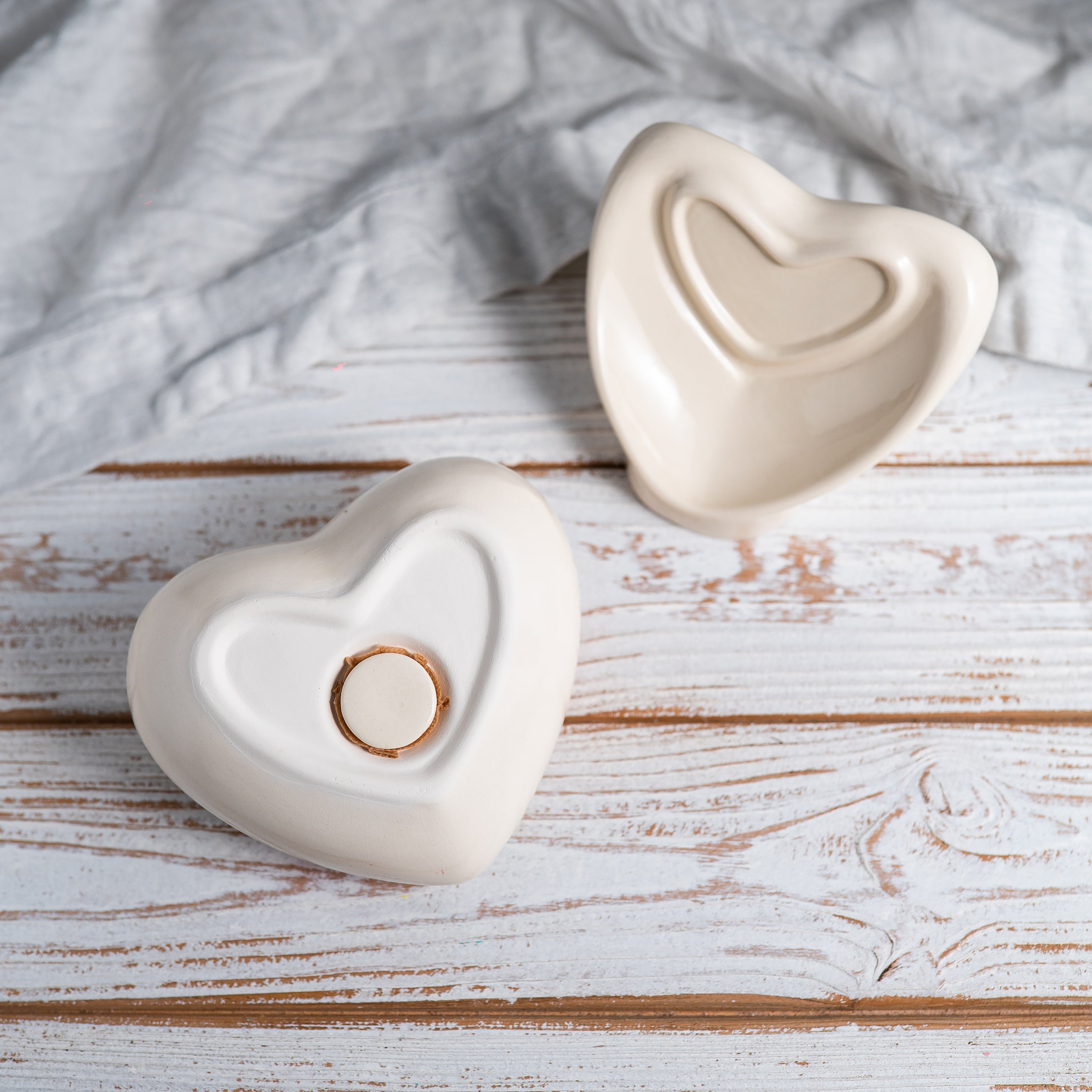 Heart Keepsake for Human or Pet Ashes: Lily Flower Memorial Ceramic Urn