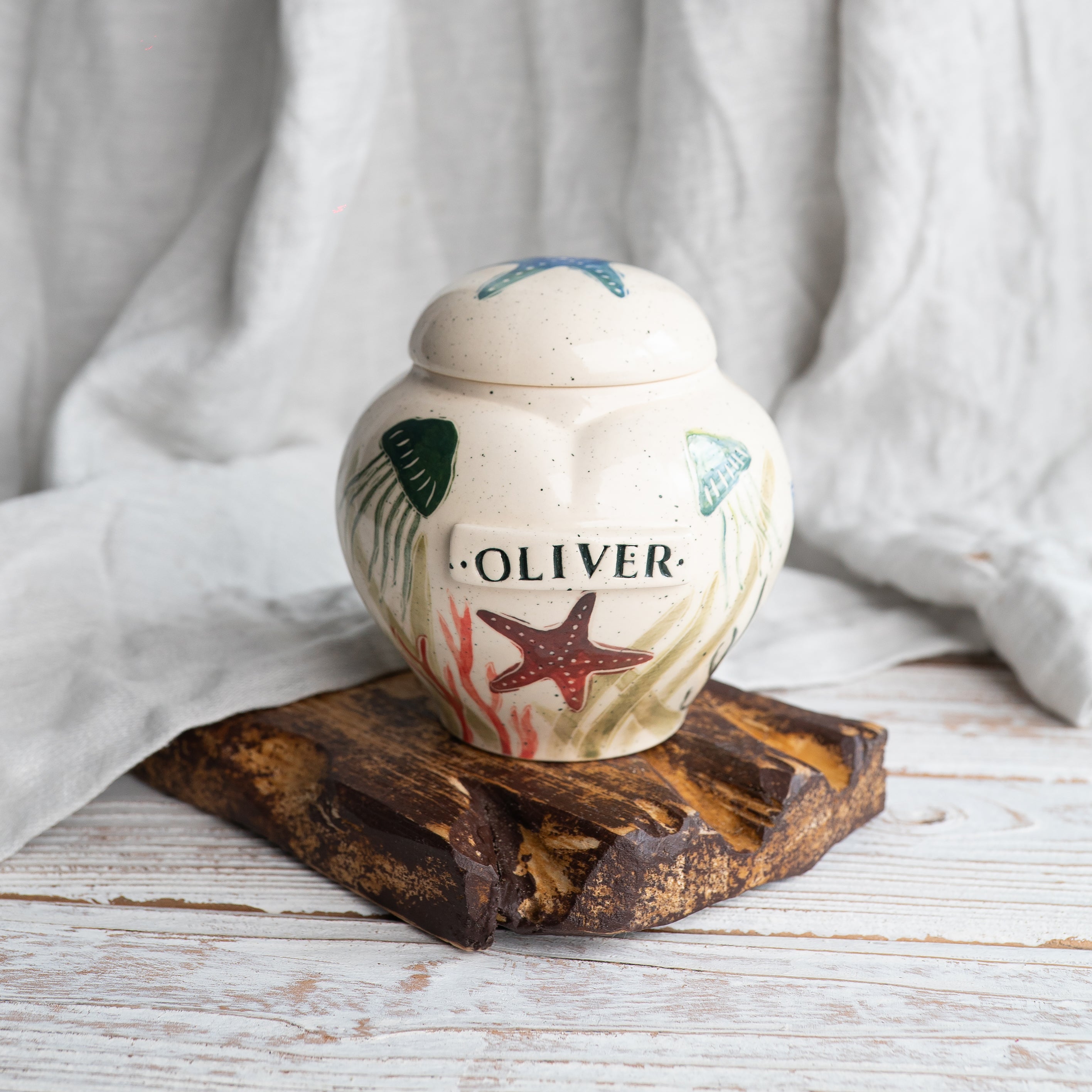 Ocean Pet Urn, Ceramic Urn for Ashes, Creamation Urn, Heart Urn for Pets, Dog Urn, Cat Urn