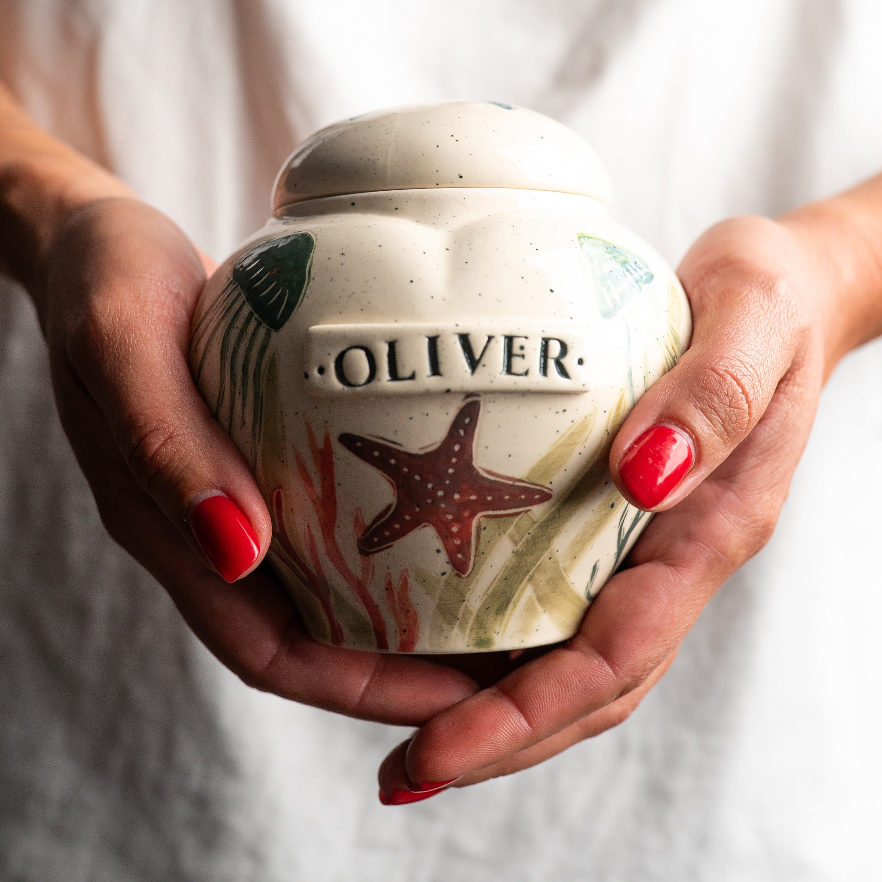 Ocean Pet Urn, Ceramic Urn for Ashes, Creamation Urn, Heart Urn for Pets, Dog Urn, Cat Urn