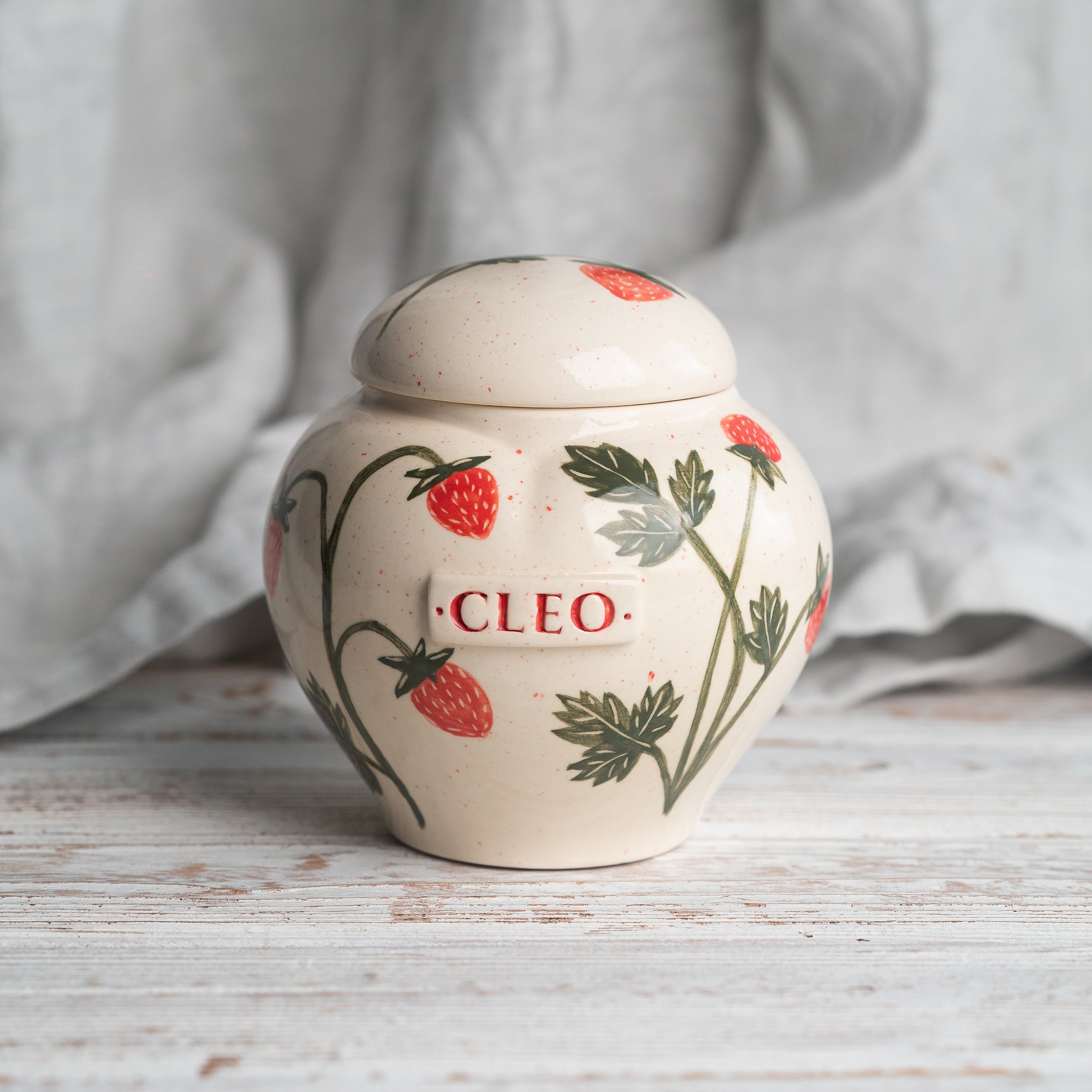 strawberry Pet Urn, Ceramic Urn for Ashes, Creamation Urn, Heart Urn for Pets, Dog Urn, Cat Urn