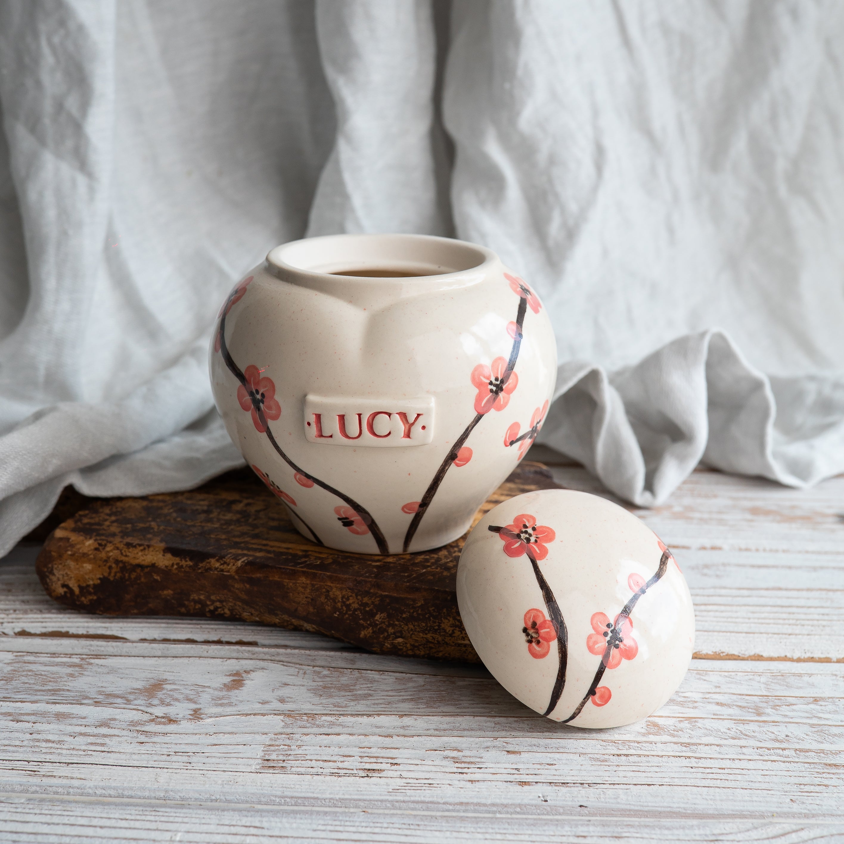 Sakura  Pet Urn, Ceramic Urn for Ashes, Creamation Urn, Heart Urn for Pets, Dog Urn, Cat Urn