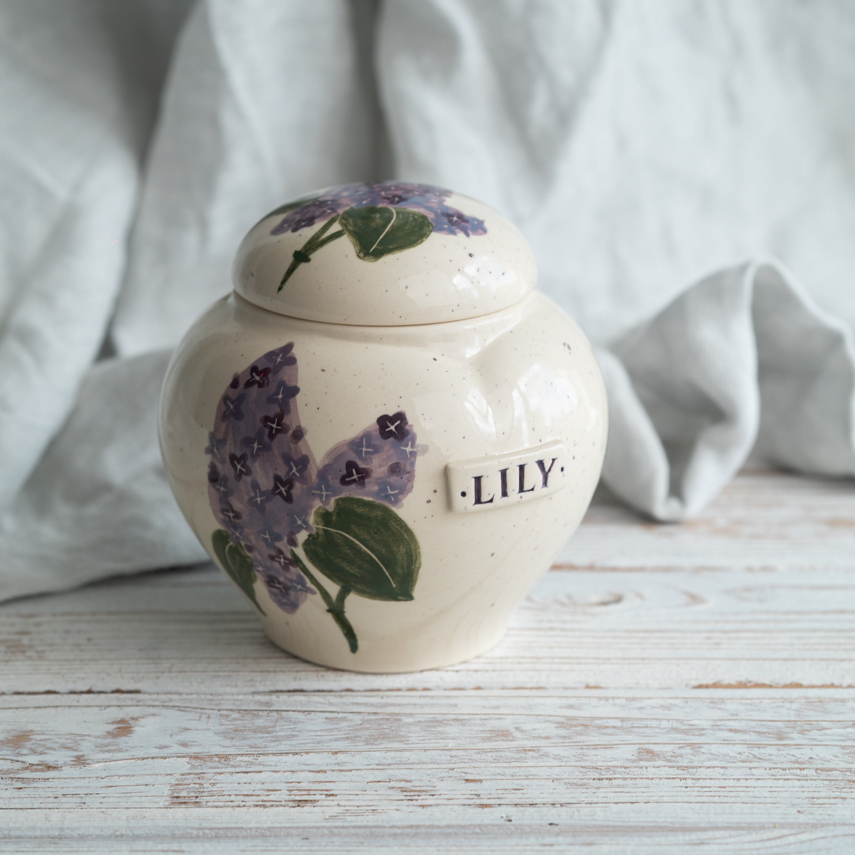 Lilac Pet Urn, Ceramic Urn for Ashes, Creamation Urn, Heart Urn for Pets, Dog Urn, Cat Urn
