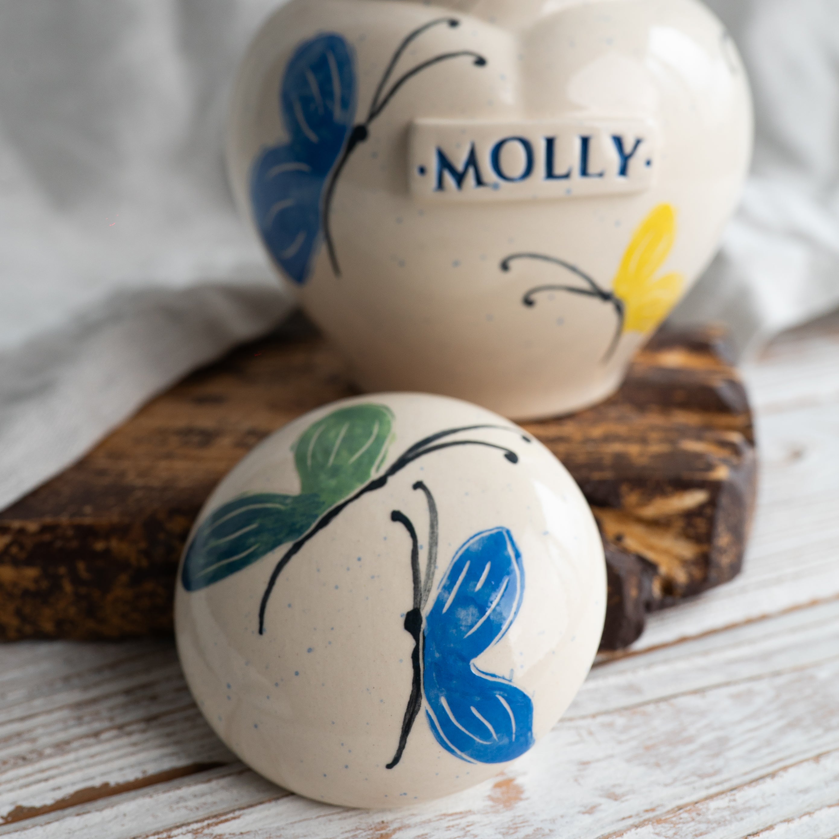 Butterfly Pet Urn, Ceramic Urn for Ashes, Creamation Urn, Heart Urn for Pets, Dog Urn, Cat Urn