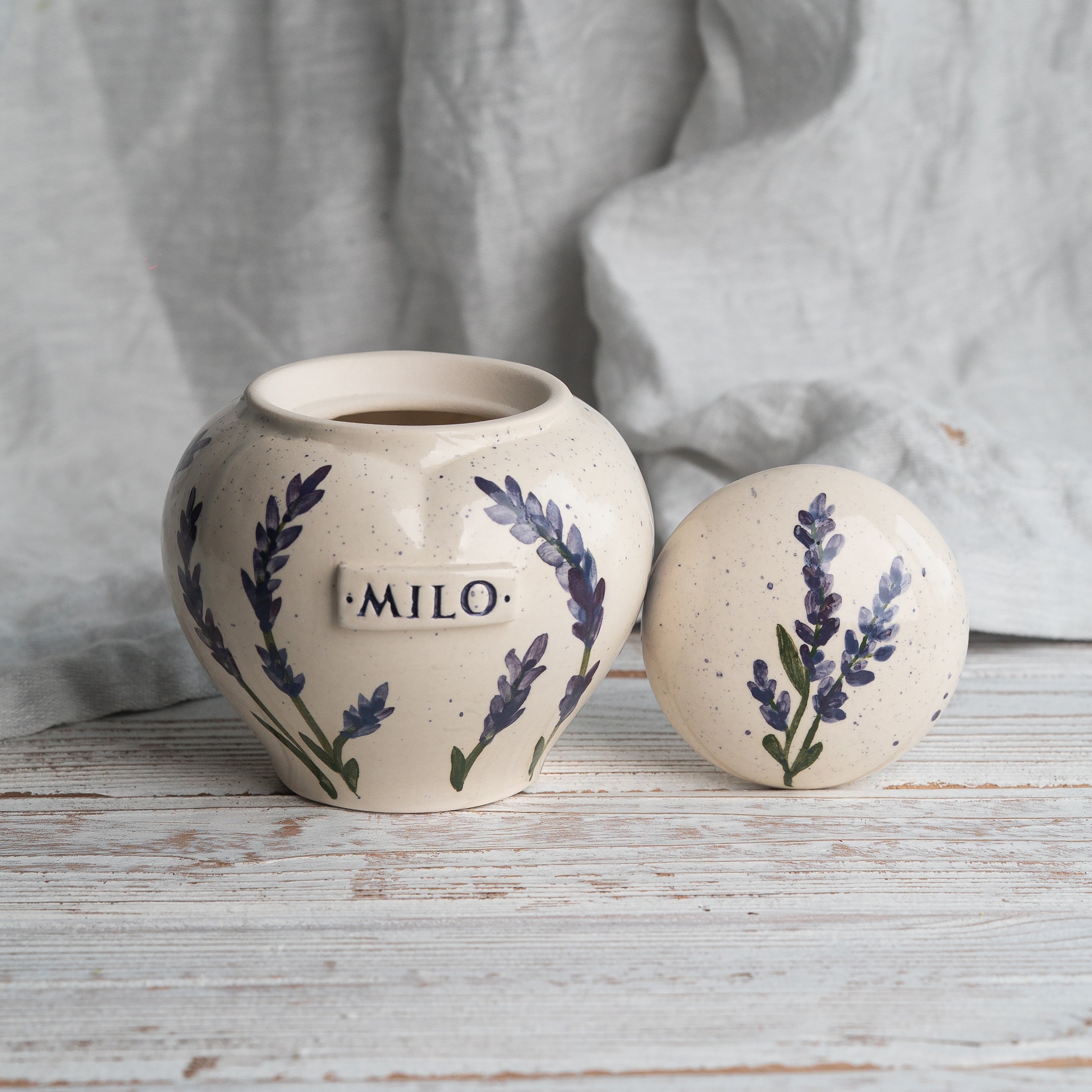 lavender Pet Urn, Ceramic Urn for Ashes, Creamation Urn, Heart Urn for Pets, Dog Urn, Cat Urn