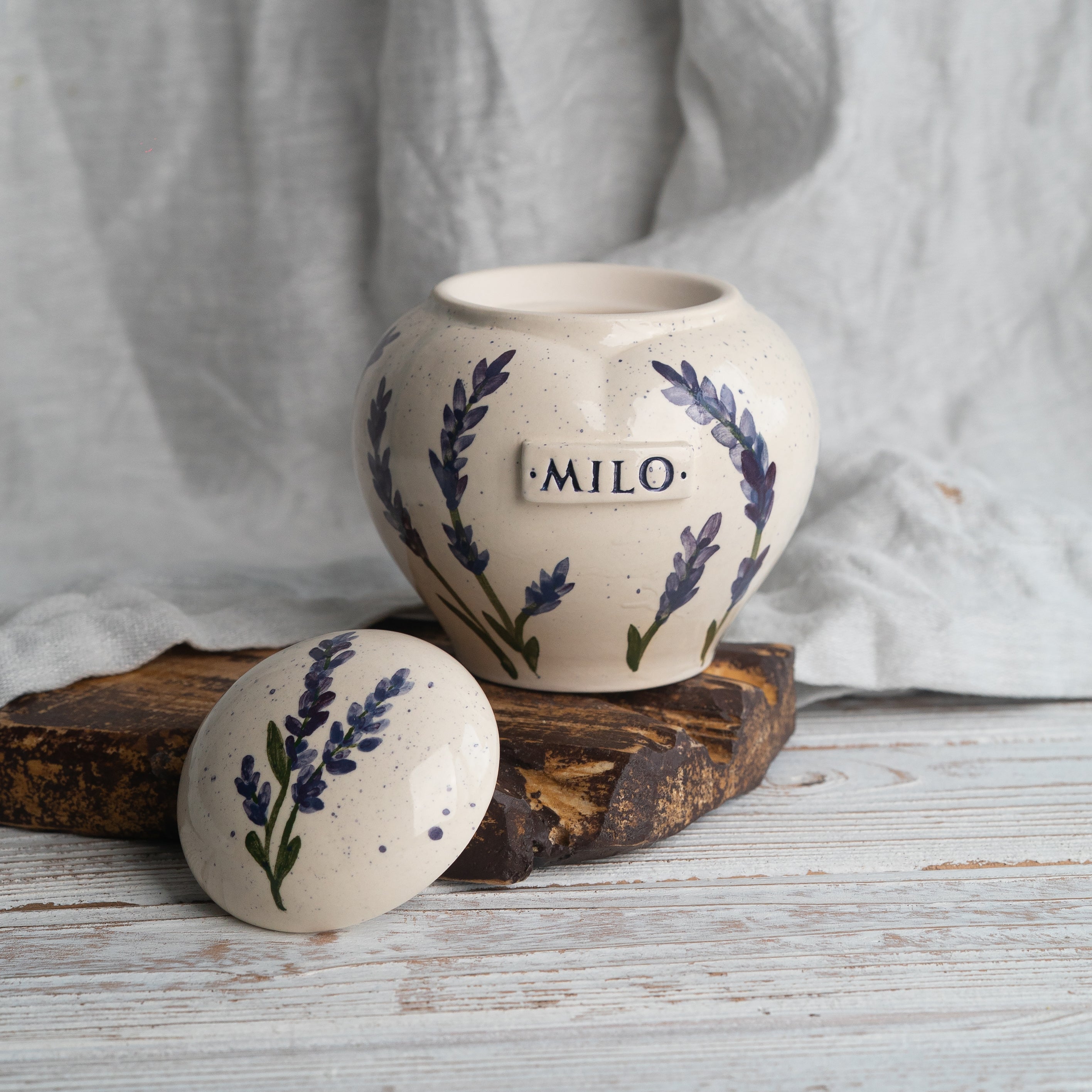 lavender Pet Urn, Ceramic Urn for Ashes, Creamation Urn, Heart Urn for Pets, Dog Urn, Cat Urn