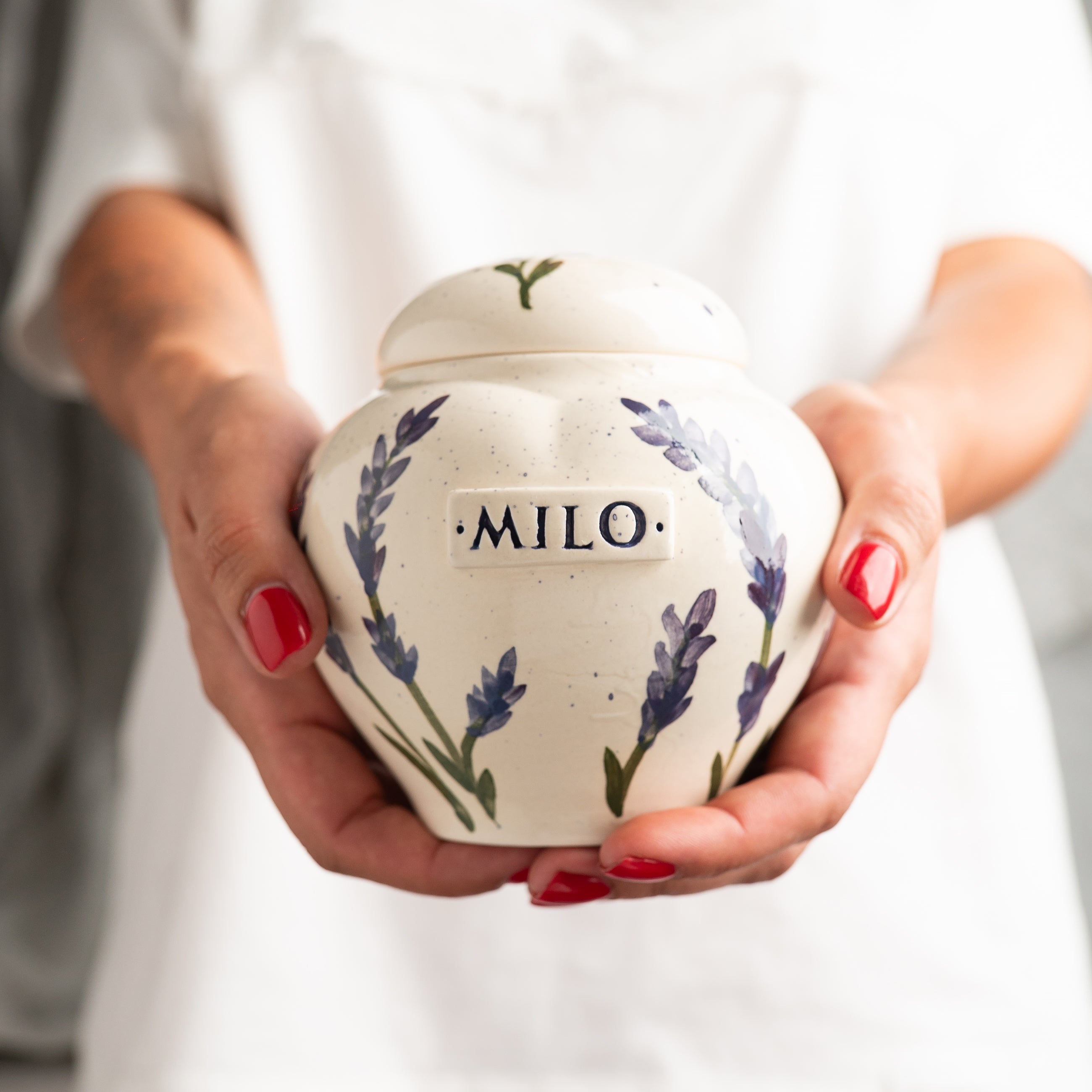 lavender Pet Urn, Ceramic Urn for Ashes, Creamation Urn, Heart Urn for Pets, Dog Urn, Cat Urn