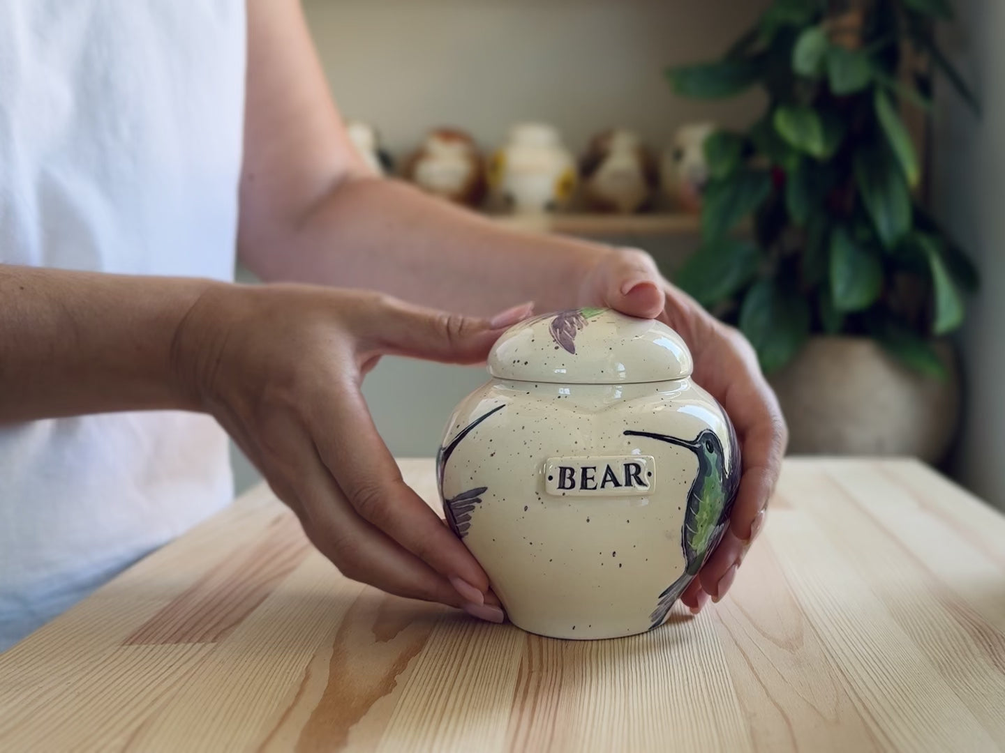 Bird Heart Ceramic Pet Urn – Handmade Pet Memorial or Keepsake Urn for Adults