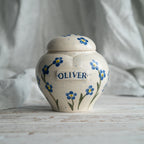 Forget me not Pet Urn, Ceramic Heart Urn for Ashes