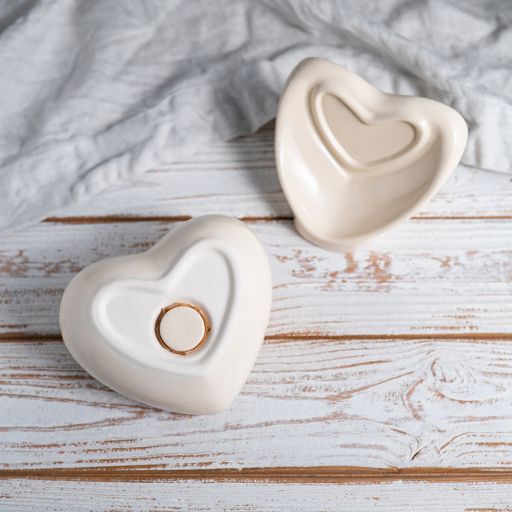 Heart Keepsake for Human or Pet Ashes: Lily Flower Memorial Ceramic Urn