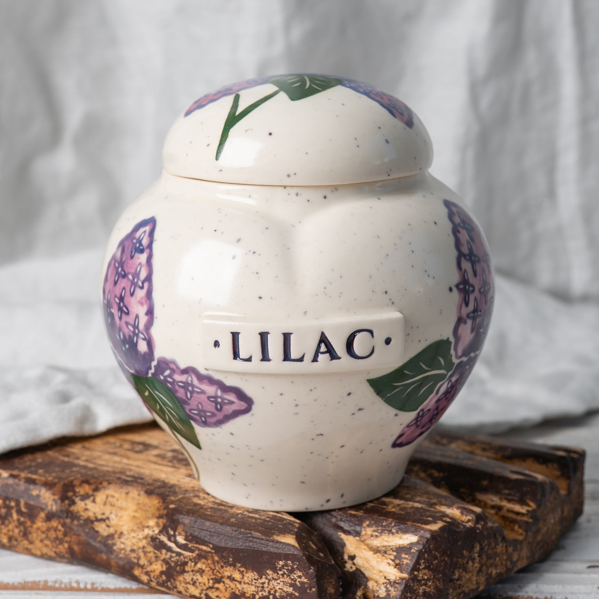 Hand-painted lilac ceramic heart urn
