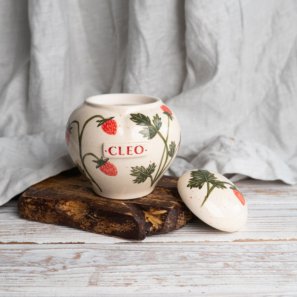 strawberry Pet Urn, Ceramic Urn for Ashes, Creamation Urn, Heart Urn for Pets, Dog Urn, Cat Urn