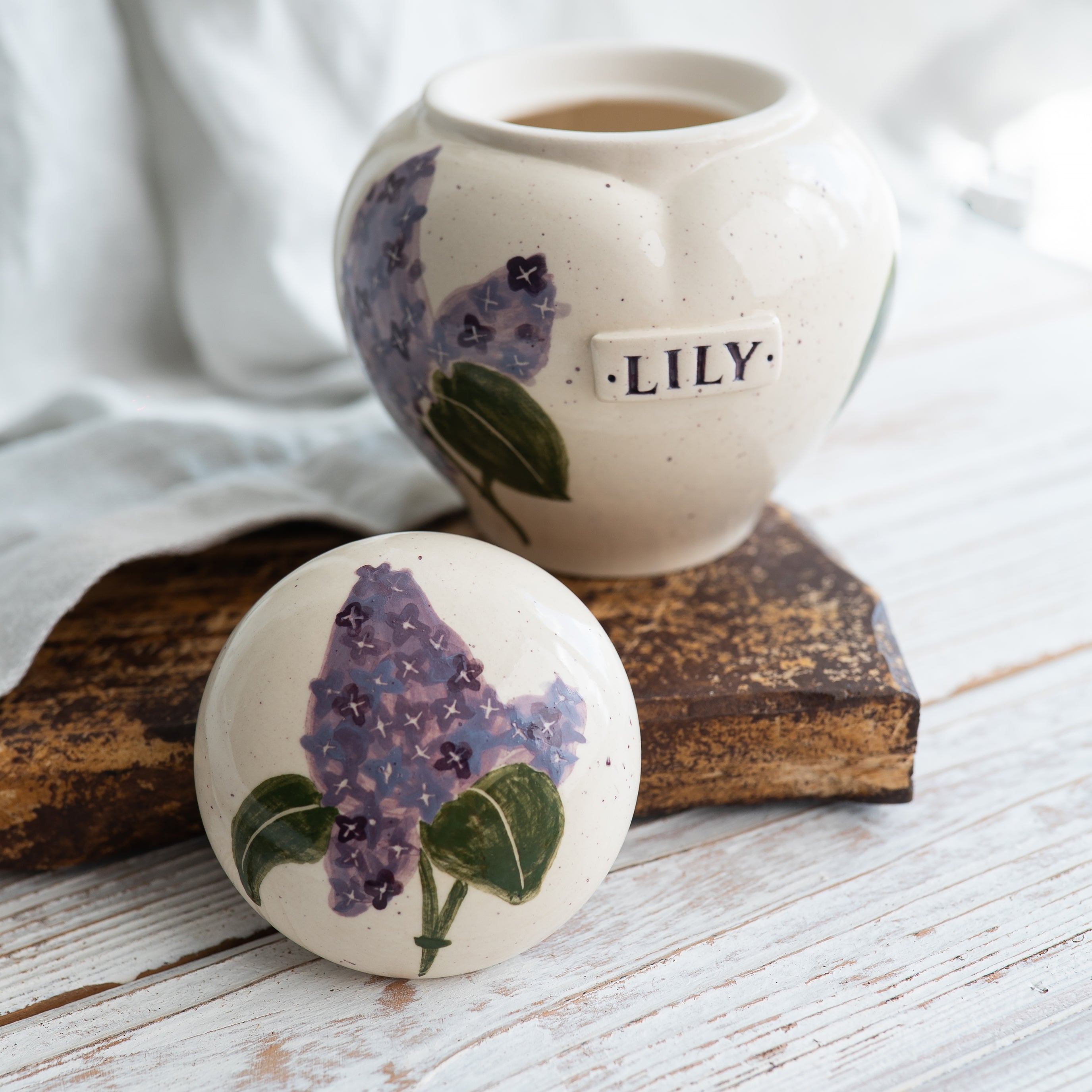 Lilac Pet Urn, Ceramic Urn for Ashes, Creamation Urn, Heart Urn for Pets, Dog Urn, Cat Urn