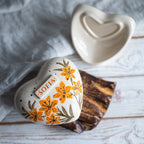 Heart Keepsake for Human or Pet Ashes: Lily Flower Memorial Ceramic Urn