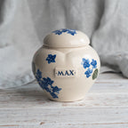 Floral Pet Urn,Hydrangea Ceramic Urn for Ashes, Creamation Urn, Heart Urn for Pets, Dog Urn, Cat Urn