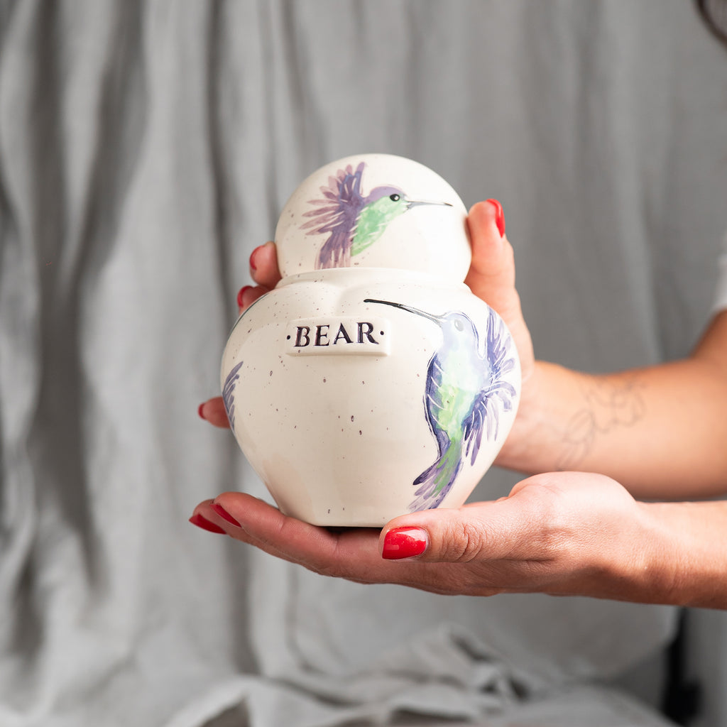 Bird Pet Urn, Ceramic Urn for Ashes, Creamation Urn, Heart Urn for Pets, Dog Urn, Cat Urn