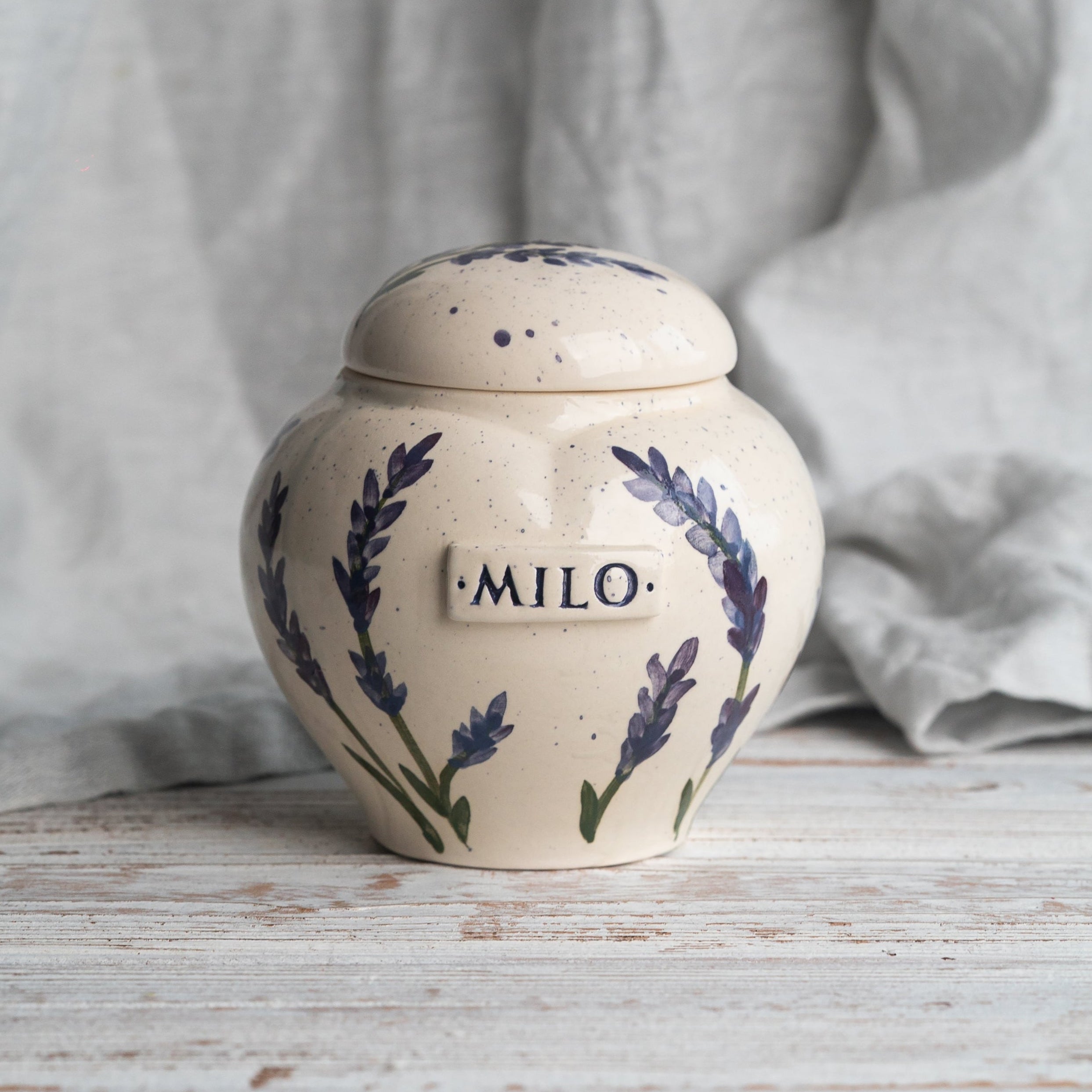 lavender Pet Urn, Ceramic Urn for Ashes, Creamation Urn, Heart Urn for Pets, Dog Urn, Cat Urn