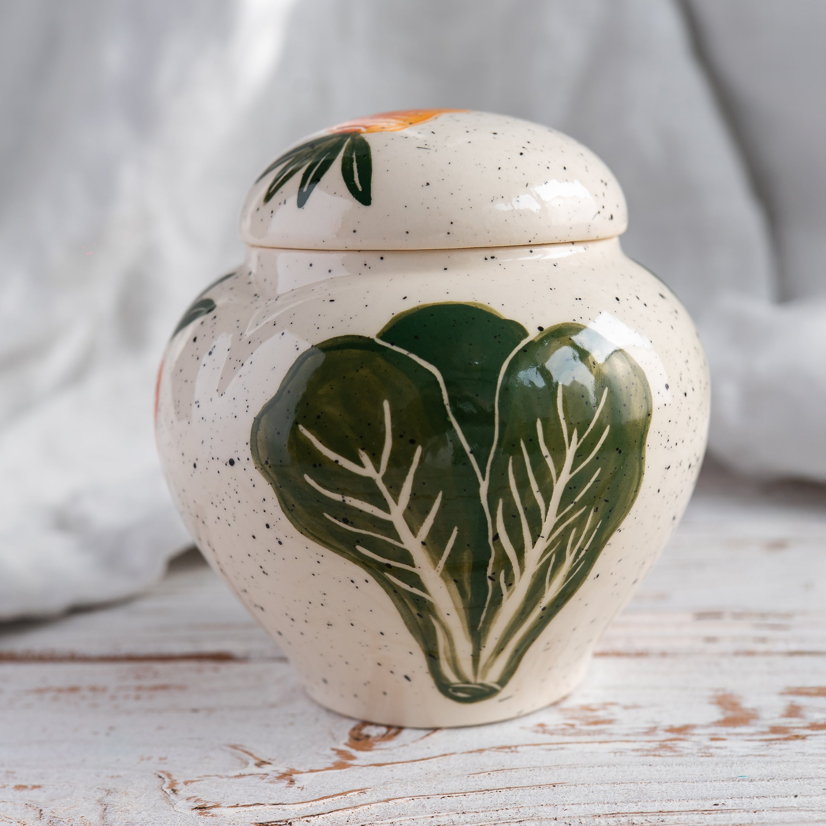 Cabbage and carrot Rabbit Heart-shaped Ceramic Urn: Custom Bunny Ears Lost Memorial Gift