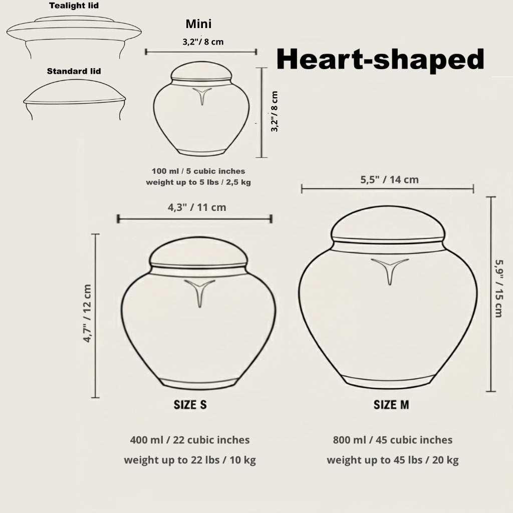 heart-shaped keepsakes size guide