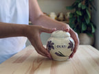 Lily Flower Heart-Shaped Ceramic Pet Urn – Pet or Human Memorial Keepsake